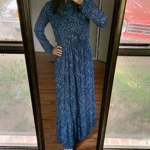 Michael Kors Navy Paisley Maxi Dress
